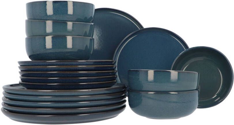 Merkloos Serviesset 6 persoons Nordic Eden Blue Keramiek 18-delig Blauw