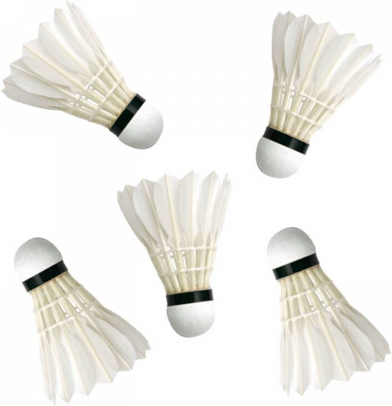 Shoppartners Set van 10x stuks badminton shuttles met veertjes wit Veren shuttles om mee te badmintonnen 9 x 6 cm