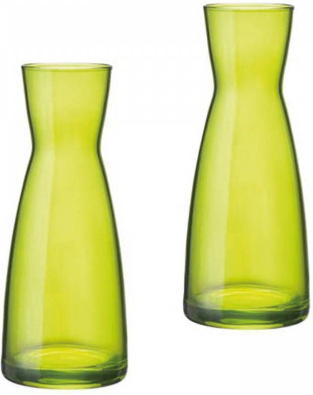 Merkloos Set van 2 stuks groene vazen of karaffen van 20.5 cm Karaffen