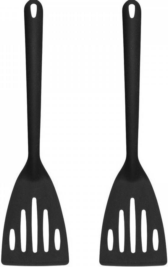 Merkloos / Sans marque Set van 2x stuks kunststof spatels/bakspanen zwart 33 cm keukengerei Zwarte spatels en bakspanen van plastic online kopen
