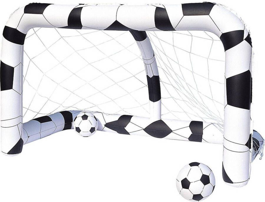 Merkloos Set van 2x stuks voetbal doelen voor kinderen opblaasbaar 213 cm Voetbaldoel
