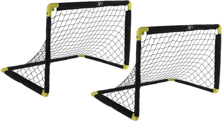 SportX Set van 2x stuks voetbalgoals voetbaldoelen uitklapbaar 90 x 59 cm Voetbaldoel