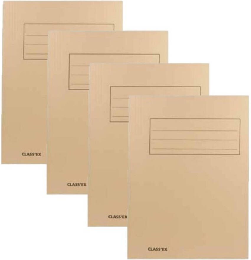 Merkloos Set van 6x stuks kantoor opslag A4-size dossiermap verzamelmap van 24 x 35 cm beige van karton Opbergmap