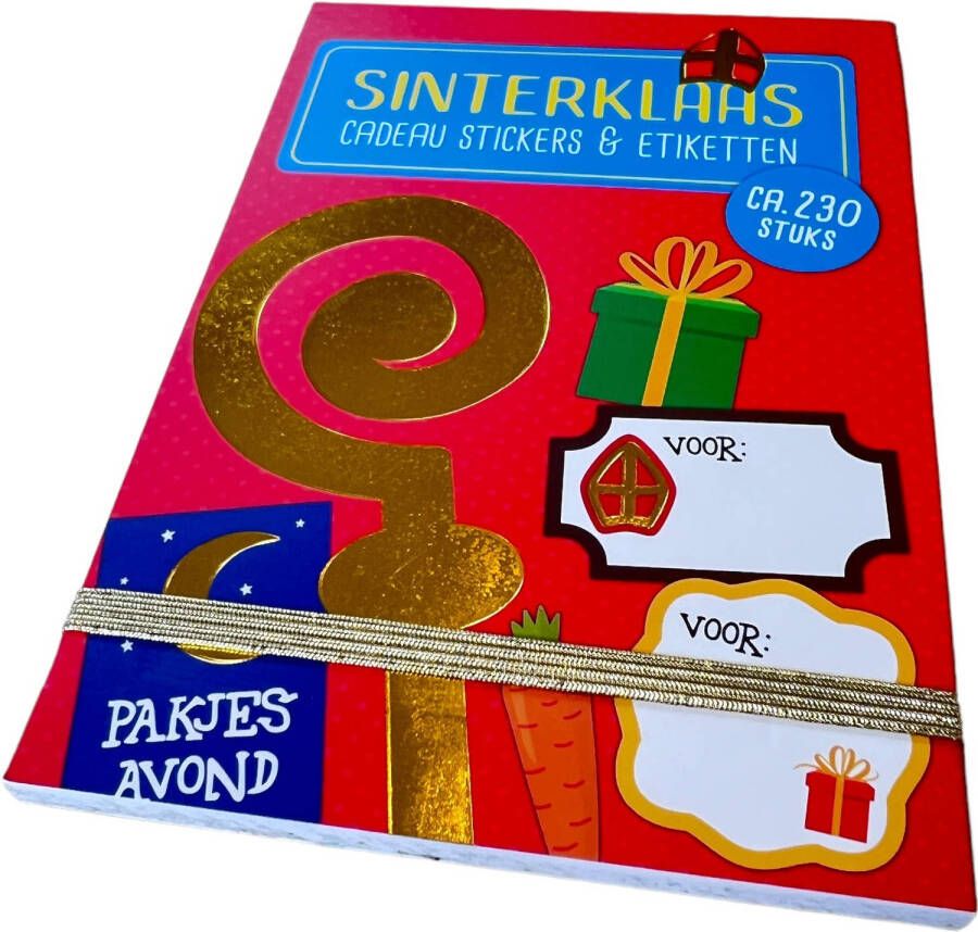 Merkloos Sinterklaas boekje Met 230 Naam Etiketten & Cadeau stickers 25 Pagina&apos;s Rood