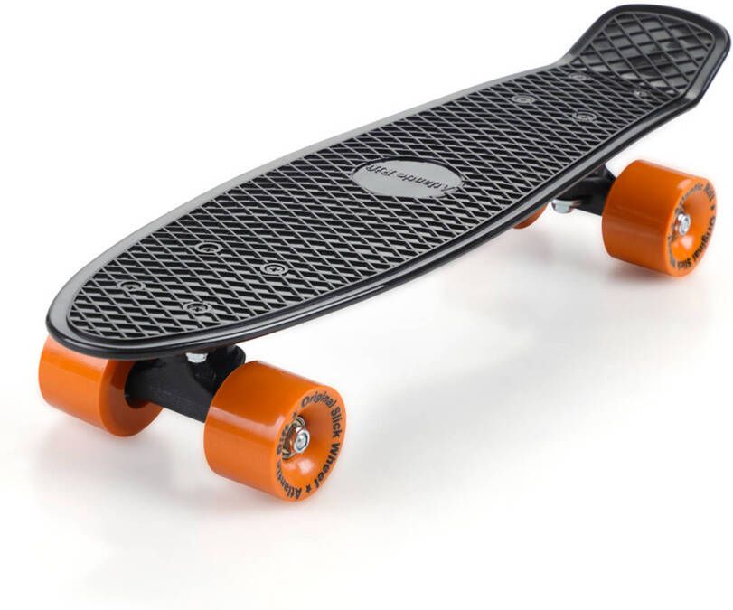 Merkloos Skateboard penny board zwart-oranje retro met PU-dempers