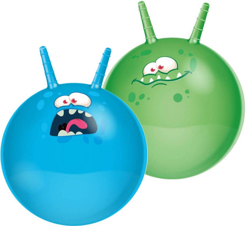 Merkloos Skippyballen Funny Faces set van 2 45 cm buitenspeelgoed voor kleine kinderen Skippyballen