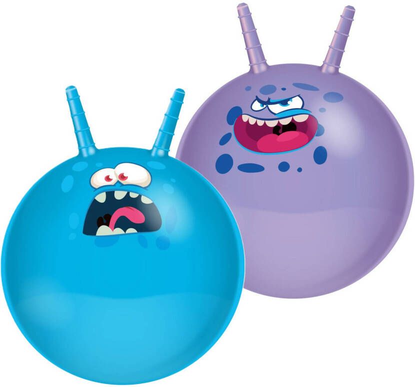 Merkloos Skippyballen Funny Faces set van 2 45 cm buitenspeelgoed voor kleine kinderen Skippyballen