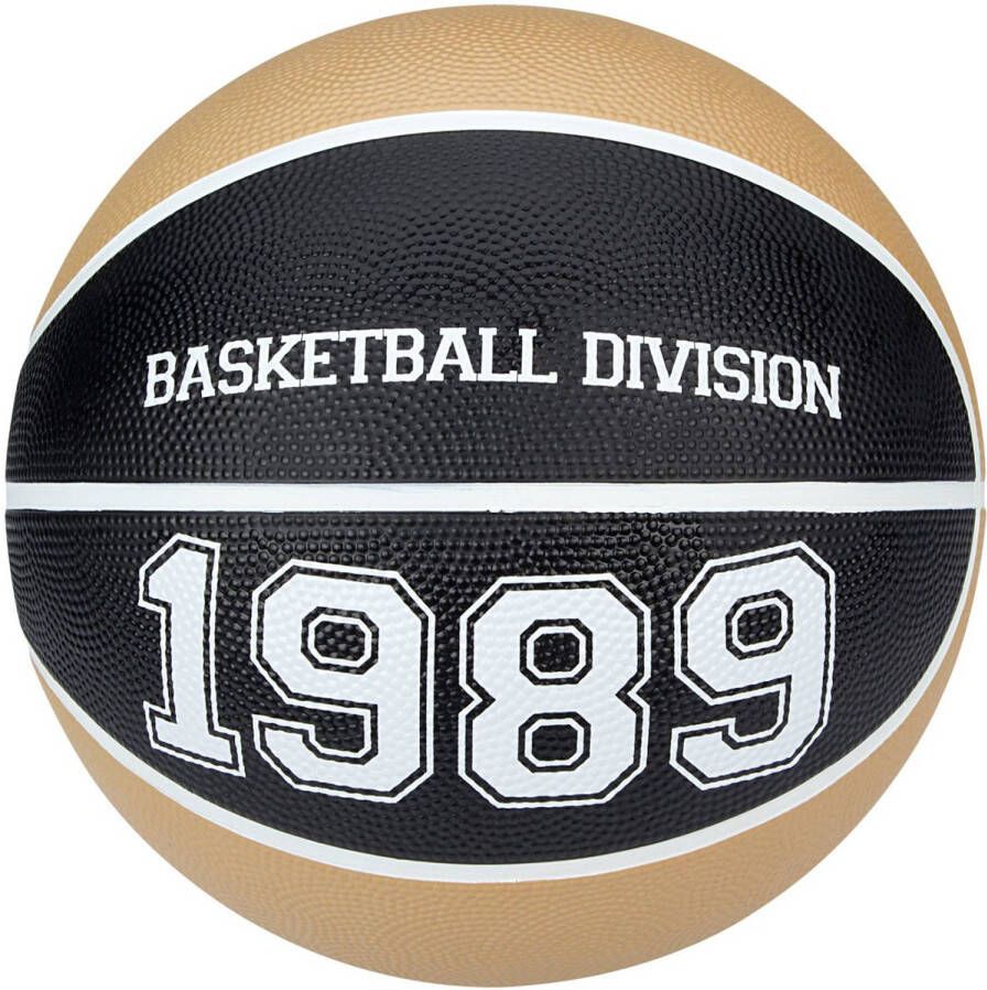Merkloos Speelgoed basketbal beige zwart 23 cm New Port basketballen van rubber