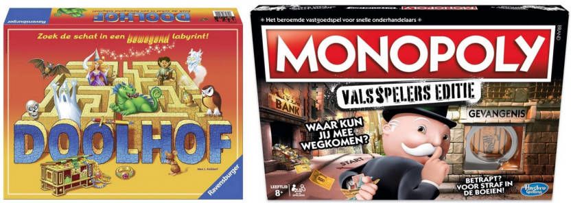 Merkloos Spellenbundel Bordspel 2 Stuks Ravensburger Doolhof & Monopoly Valsspelerseditie
