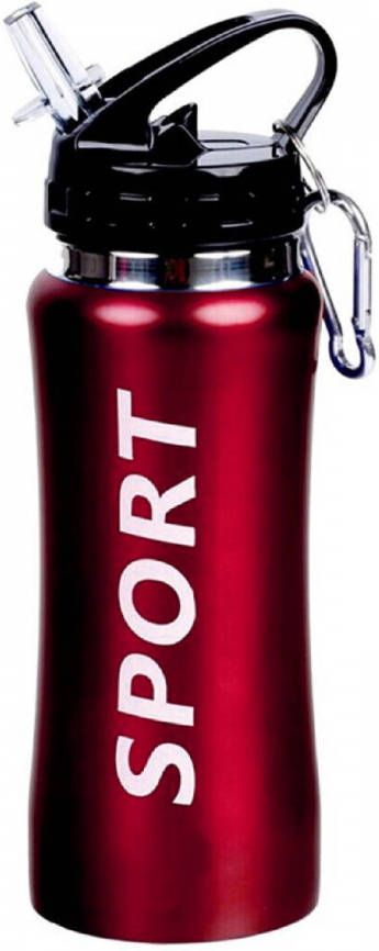 Shoppartners Sport Bidon drinkfles waterfles Sport print rood 420 Ml Drinkflessen