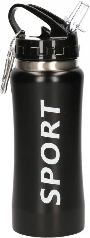 Shoppartners Sport bidon drinkfles waterfles Sport print zwart 420 Ml Drinkflessen