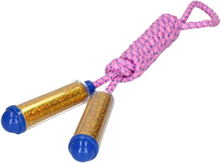 Merkloos Springtouw met kunststof handvatten roze goud 210 cm speelgoed Springtouwen