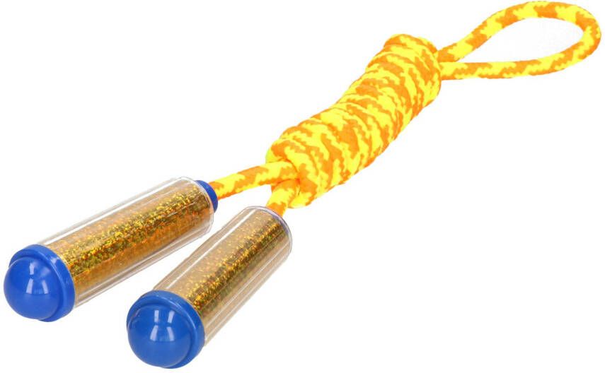 Merkloos Springtouw met kunststof handvatteni¿½- geel oranje goud 210 cm speelgoed Springtouwen