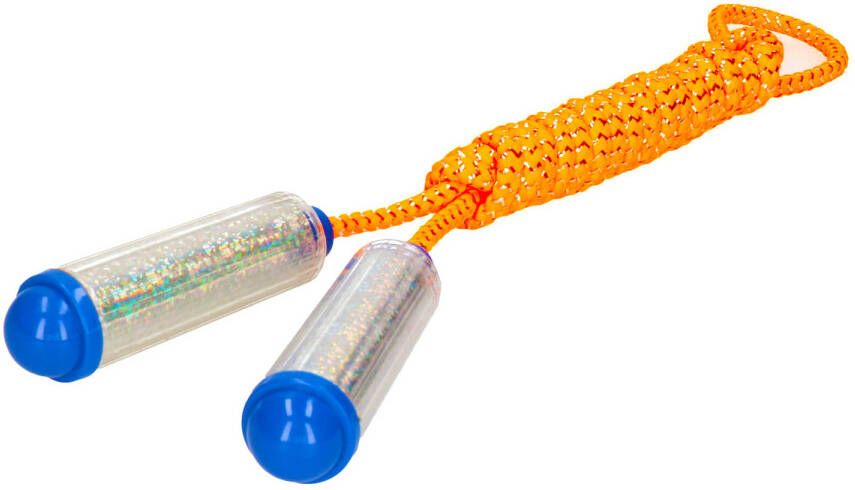 Merkloos Springtouw met kunststof handvatteni¿½- oranje zilver 210 cm speelgoed Springtouwen