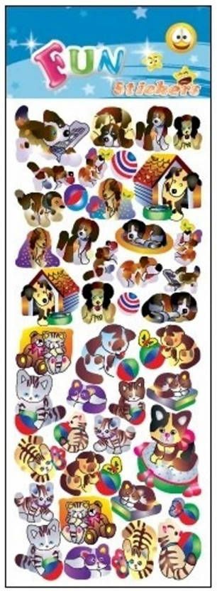 Merkloos Stickervel animatie honden en katten Stickers