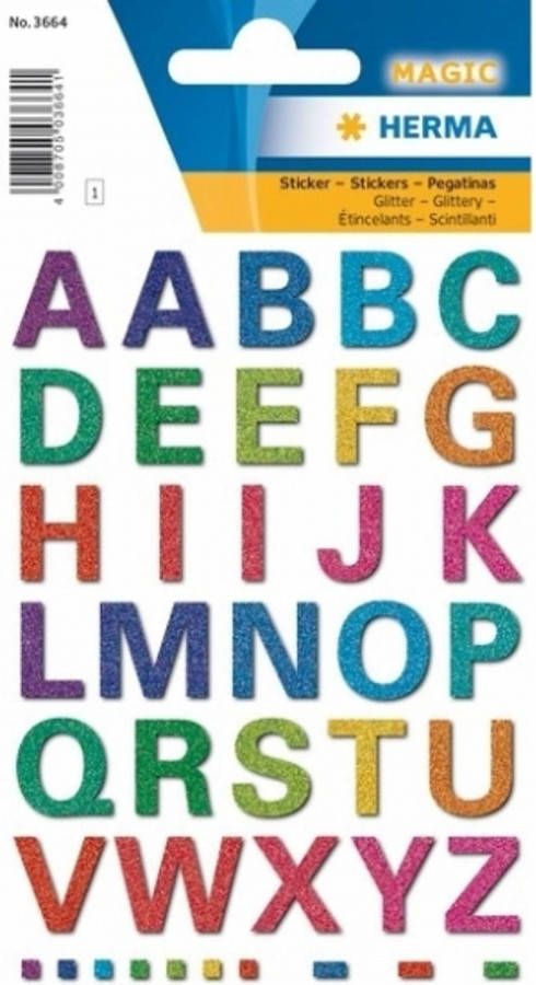 Merkloos Stickervel letters gekleurd