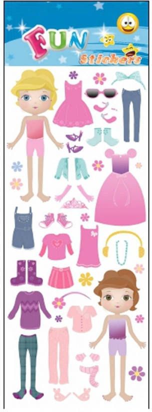 Merkloos Stickervel meisjes dress up doll Stickers