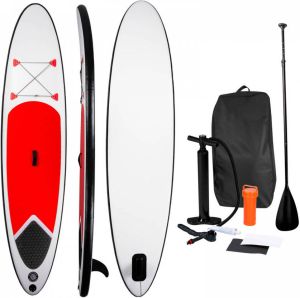 Merkloos Sup Board Opblaasbaar Paddle Board Complete Set 305 X 71 Cm Max. 100kg Rood wit