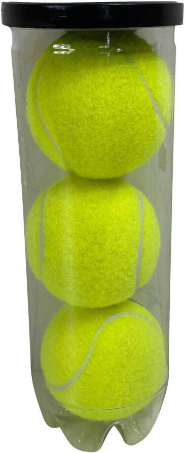 Merkloos Tennisballen in koker 3x geel Tennisballen