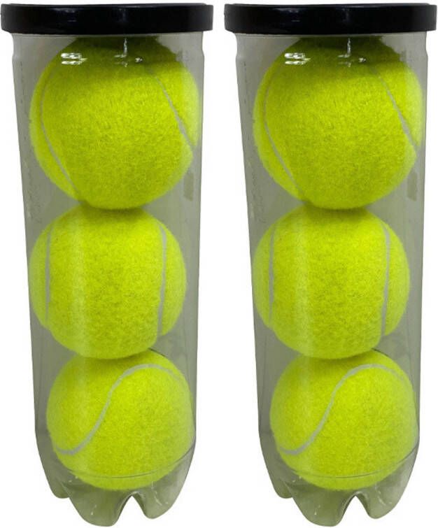 Merkloos Tennisballen in koker 6x geel Tennisballen