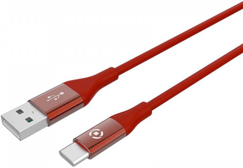 Celly USB-Kabel Type-C 1 meter Rood Siliconen Feeling