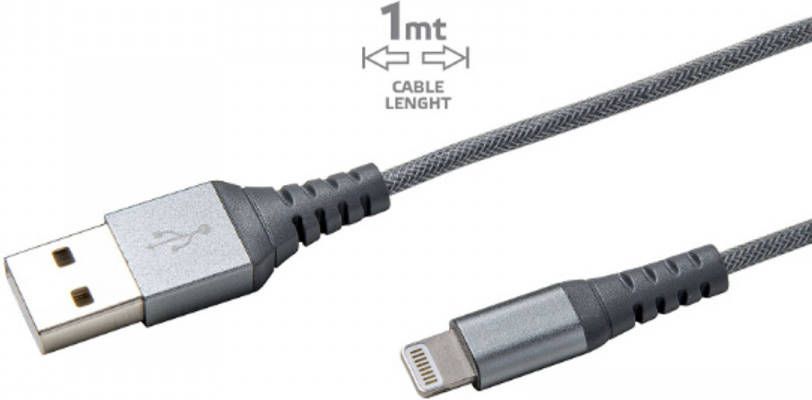 Celly USB-Lightning Kabel Nylon Grijs