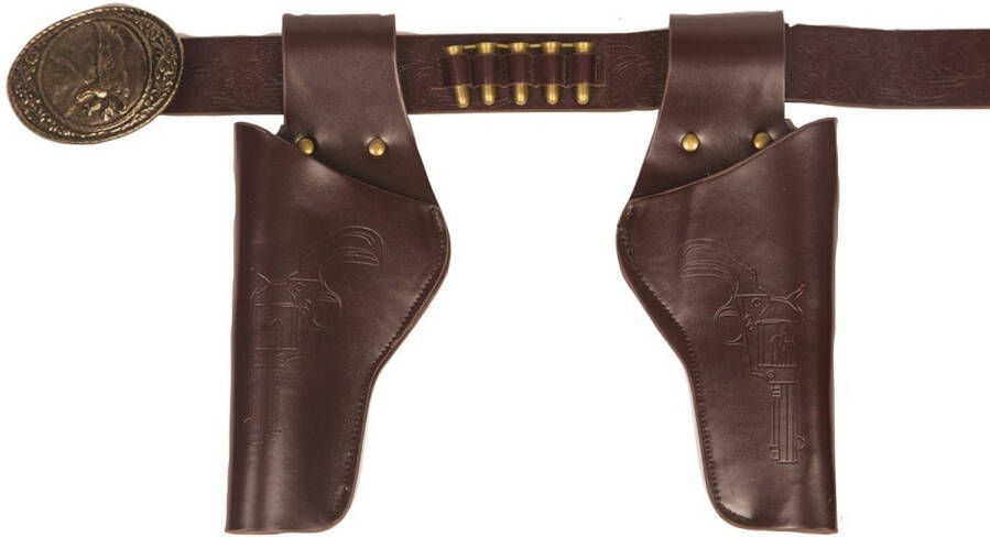 Merkloos Verkleed cowboy holster voor 2 revolvers pistolen voor volwassenen Verkleedattributen