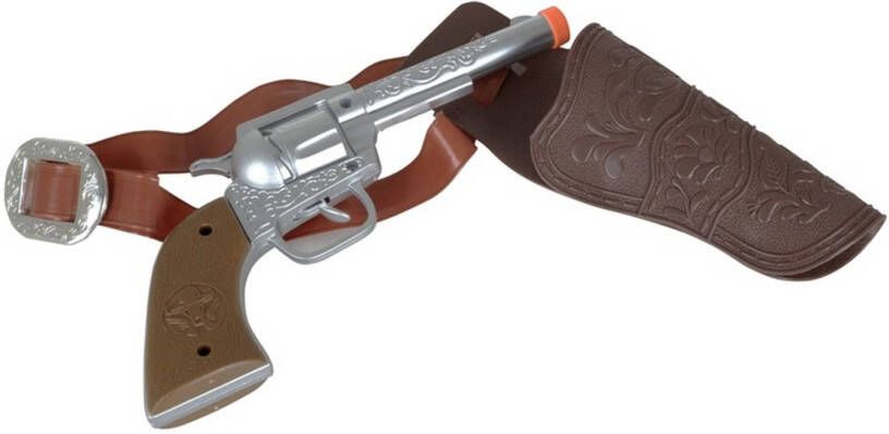 Merkloos Verkleed sheriff cowboy wapen zilver met holster 22 cm Verkleedattributen
