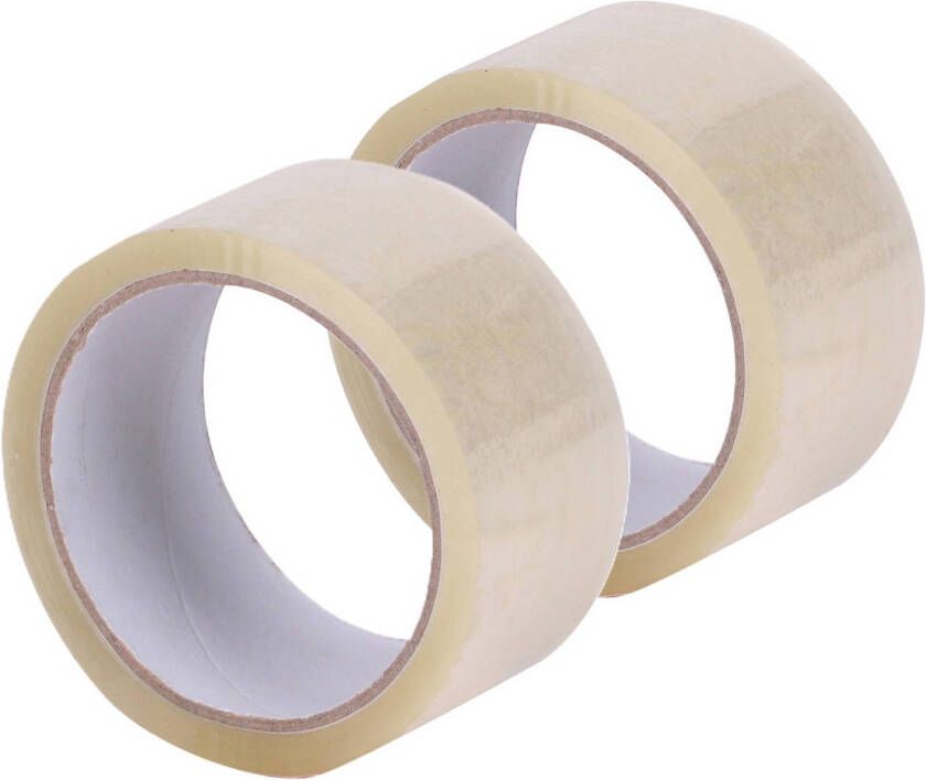 Merkloos Verpakkingstape 2x transparant 48mm x 50m verpakkingsbenodigdheden voor kantoor thuis Tape (klussen)