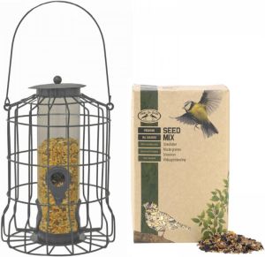 Shoppartners Vogel Voedersilo Voor Kleine Vogels Metaal Grijs 36 Cm Inclusief Vogelvoer Vogel Voedersilo