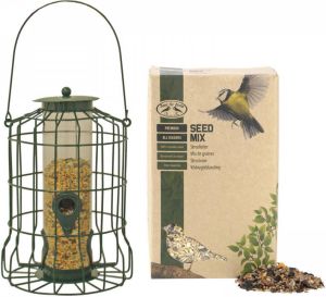Shoppartners Vogel Voedersilo Voor Kleine Vogels Metaal Groen 36 Cm Inclusief Vogelvoer Vogel Voedersilo