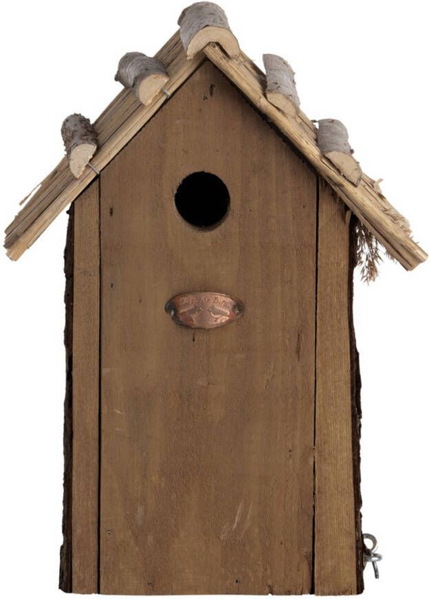 Merkloos Vogelhuisje nestkastje Koolmees Rieten Dakje 31 Cm Vogelhuisjes