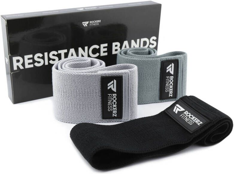 ROCKERZ FITNESS Weerstandsband Resistance band Fitness elastiek 3 Stuks Zwart