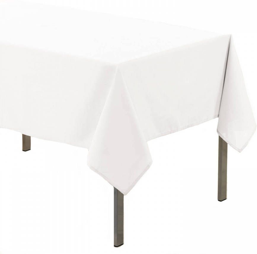 Merkloos Witte tafelkleden tafellakens 140 x 250 cm rechthoekig van stof Feesttafelkleden