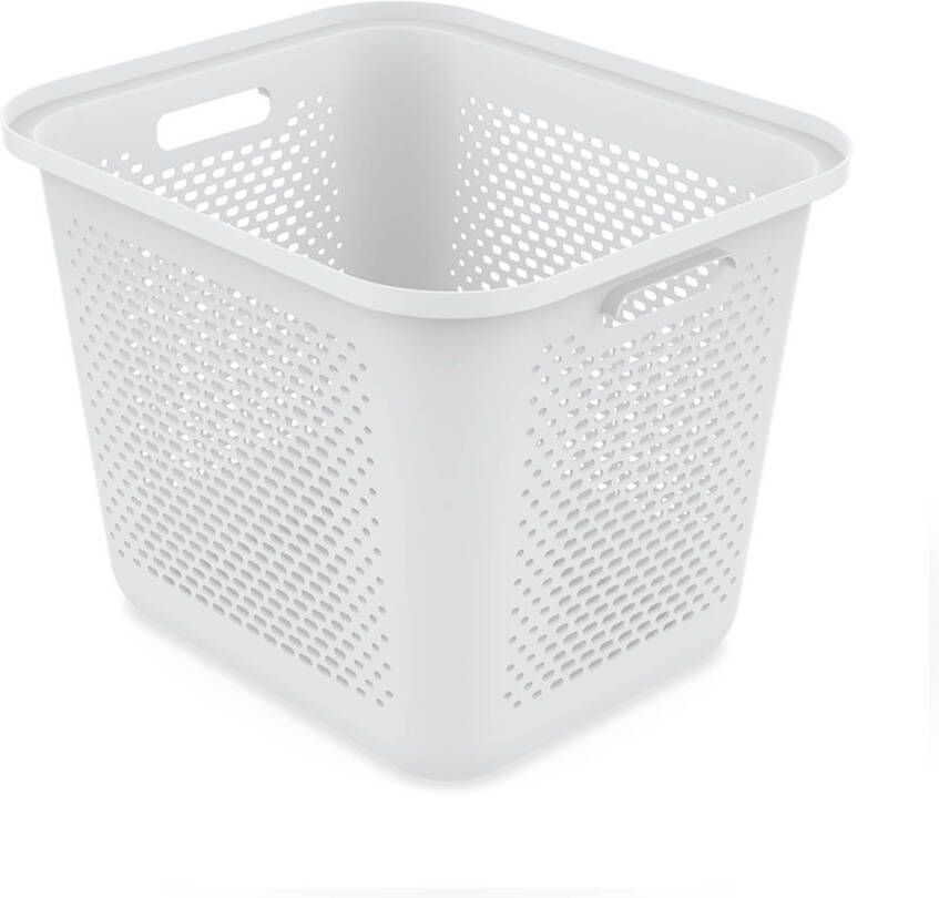 Merkloos Witte kunststof mand Ezystorage 25 liter 38 x 32.5 x 30 cm Deksels apart bestelbaar