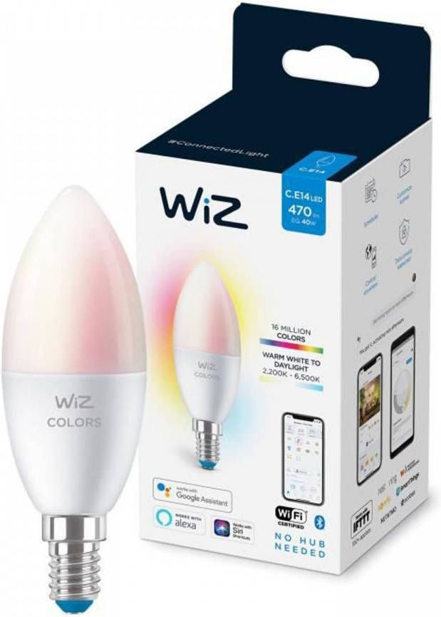 WiZ Kaarslamp Slimme LED Verlichting Gekleurd en Wit Licht E14 40W Mat Wi-Fi