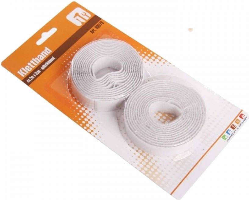 Merkloos Zelfklevende klittenband wit 2 rollen van 2 meter Tape (klussen)