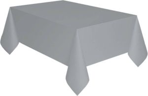 Merkloos Zilveren Papieren Tafelkleed 137 X 274 Cm Feesttafelkleden