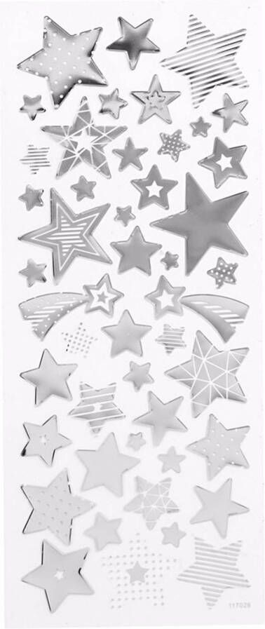 Merkloos Zilveren sterren stickers 52 stuks Stickers