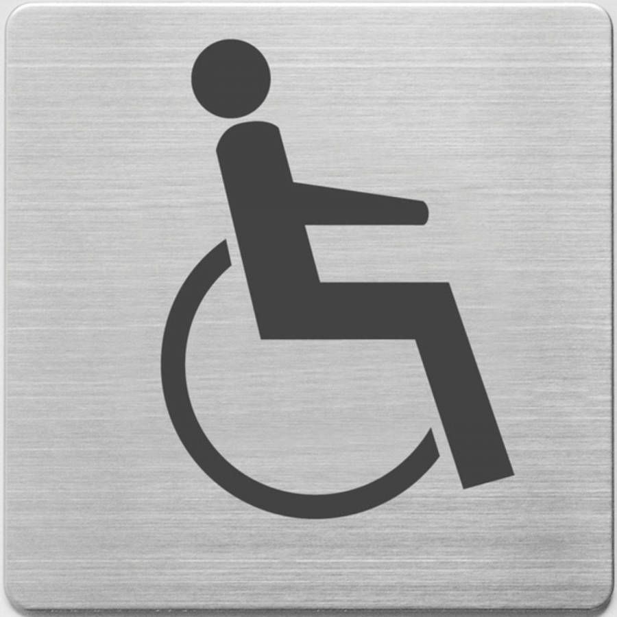 Dobeno pictogram Alco RVS 90x90x1mm WC gehandicapten