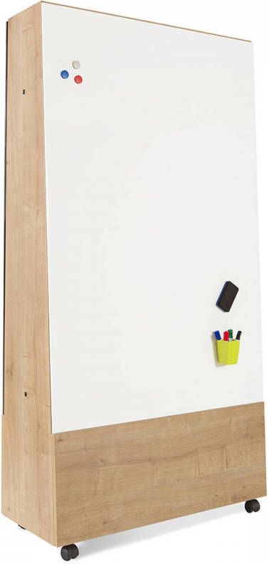 IBuy24 Rocada Natural Verrijdbaar Statief Houten Zuil Voor 2 Skin Whiteboards Van 100 X 150 Cm