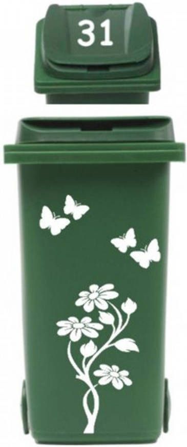 Homesweethomeonline Rosami Decoratiestickers Set sticker kliko container bloem met vlinders huisnummer 1 stuks kleur: zie omschrijving