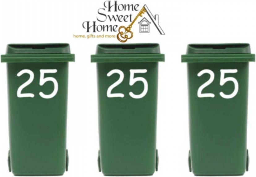 Homesweethomeonline Rosami Decoratiestickers Voordeelset : 3 x sticker huisnummer voor kliko container 1 stuks kleur: zie omschrijving