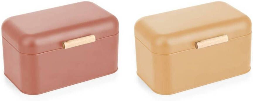 DKD Home Decor Broodmand 30 50 x 20 7 x 15 cm Metaal Terra cotta Geel Vintage (2 Stuks)