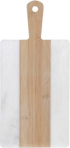 DKD Home Decor Snijplank Wit Natuurlijk Bamboe Marmer Plastic Rechthoekig 38 x 18 x 1 cm
