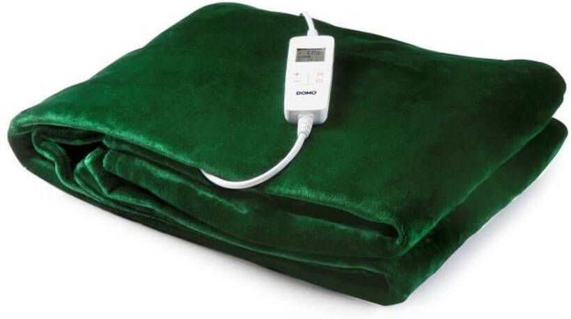 DOMO elektrische bovendeken 10 warmtestanden Verlicht en stimuleert Flanelfleece 180x160 cm Groen