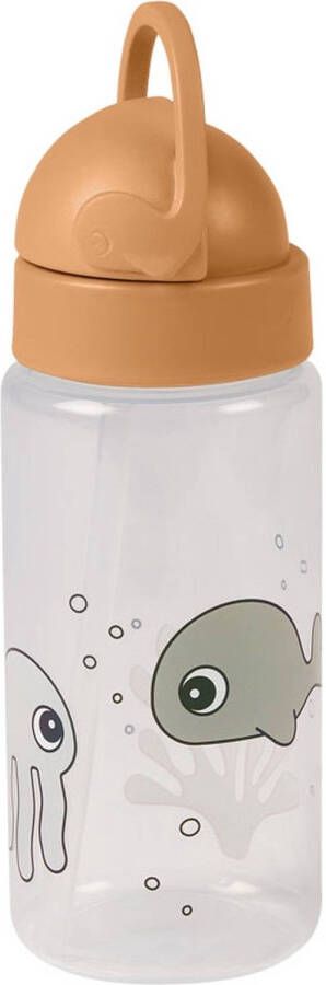 Done by Deer drinkfles met rietje Sea Friends Mustard Grey 350 ml