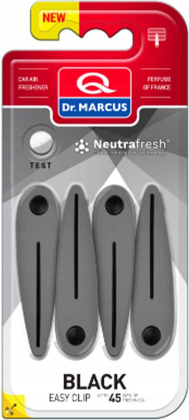 Dr. Marcus Easy Clip Black luchtverfrisser met neutrafresh technologie 4 clips voor 4 sterktes