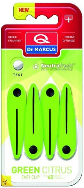 Dr. Marcus Easy Clip Green Citrus luchtverfrisser met neutrafresh technologie 4 clips voor 4 sterktes