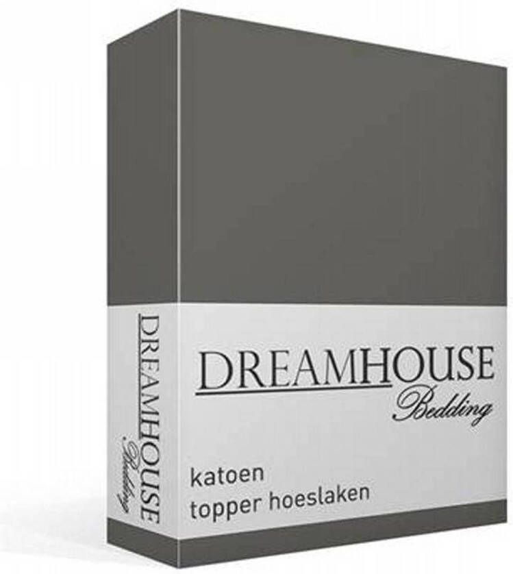 Dreamhouse Bedding katoen topper hoeslaken 100% katoen Lits-jumeaux (180x200 cm) Grijs